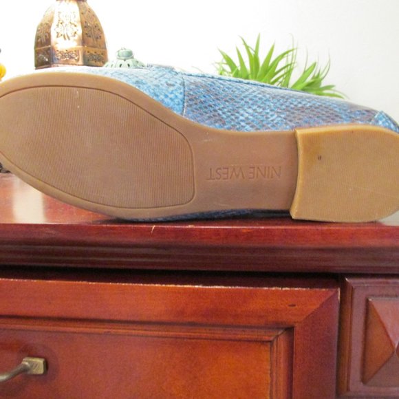 Blue Faux Snakeskin Flats - Picture 9 of 10